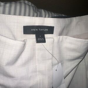 Ann Taylor Modern Wide Leg Cream Linen-Blend Dress Pants NWT